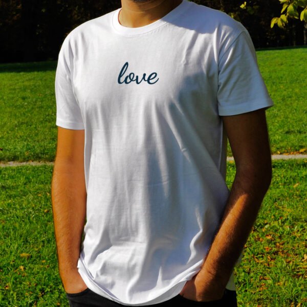 Majica Love Bela Moski kratka majica z napisom