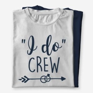 Majica za dekliščine z napisom Bride, ki je sklada z majico I do crew, kratka ženska majica v beli ali modri barvi.