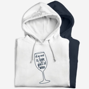 Pulover s kapuco | All we need is love and a glass of wine