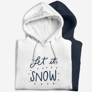 Pulover z napisom Let it snow, ženski ali moški pulover s kapuco v beli ali modri barvi z obstojnim potiskom, primeren kot boični darilo ali darilo za novo leto.
