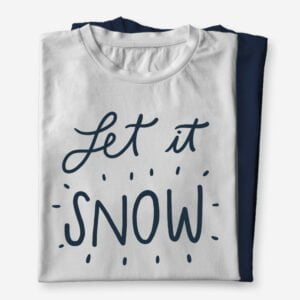 Majica z napisom Let it snow iz 100% bombaža v beli ali modri barvi, lahko kot darilo za Božička ali darilo z novo leto.