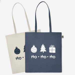 Vrečka iz ekološkega bombaža z božičnim motivom v beli ali modri barvi, primerna za darilo za božič, darilo za novo leto.